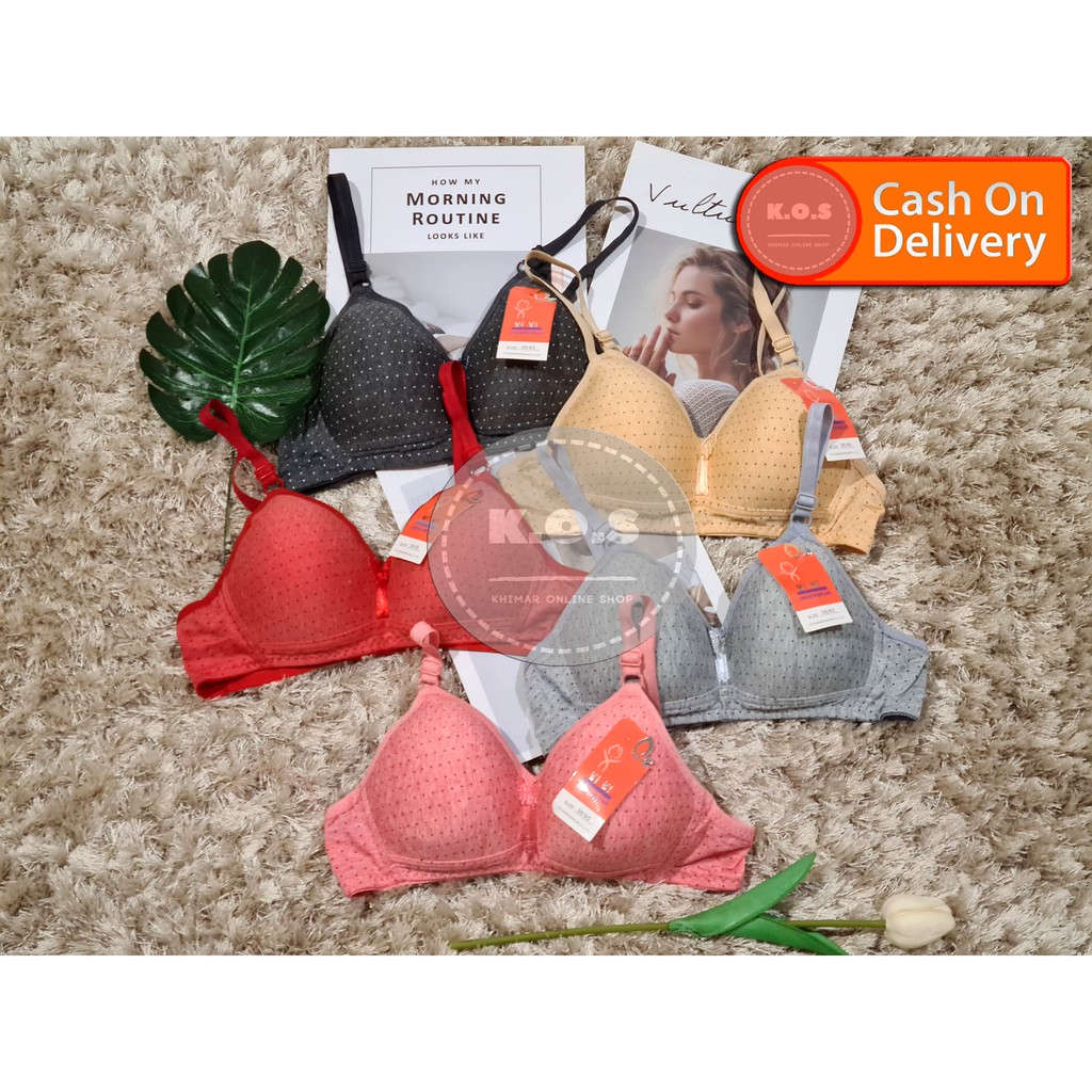 Bra remaja tanpa kawat bermotif size 32-38