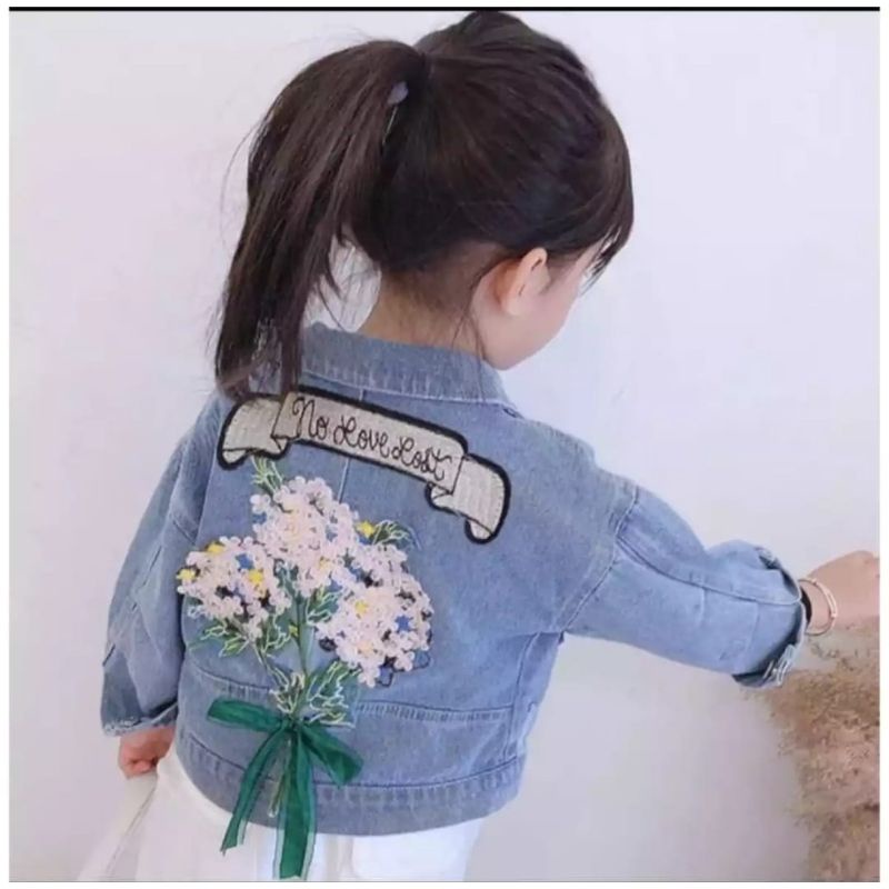 JAKET JEANS ANAK//JAKET ANAK PEREMPUAN KARAKTER BORDIR MEONG USIA 2-7 TAHUN