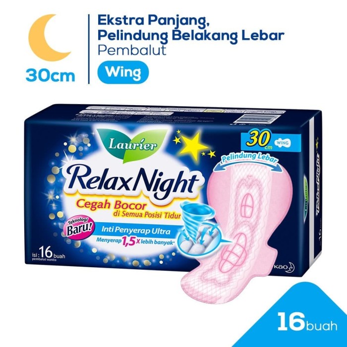 LAURIER Relax Night 16S / Pembalut Wanita isi 16Pcs UK 30Cm BY AILIN