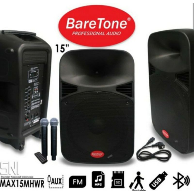 speaker portabel bluetooth Baretone 15 inch Baretone MHWR