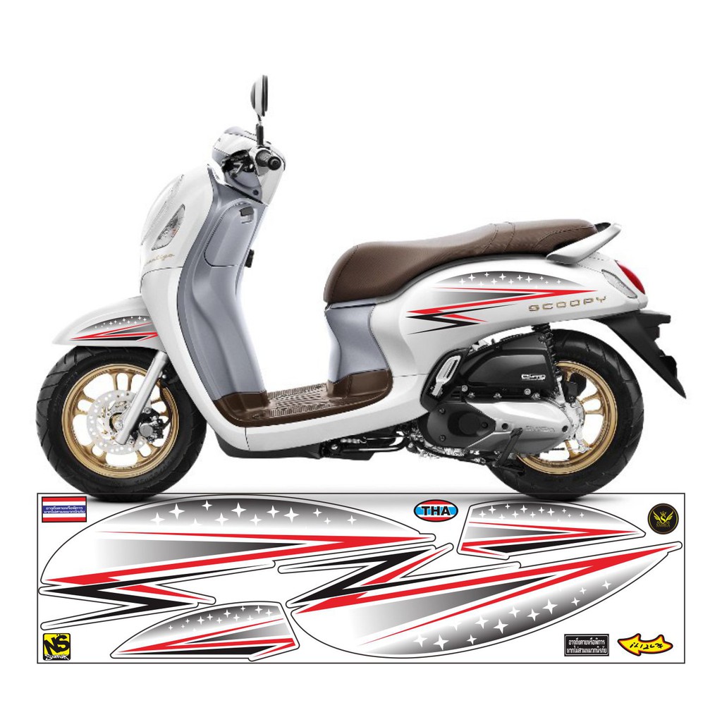 STICKER MOTOR SCOOPY 2021 VARIASI STRIPING NEW DESAIN 03 MERAH