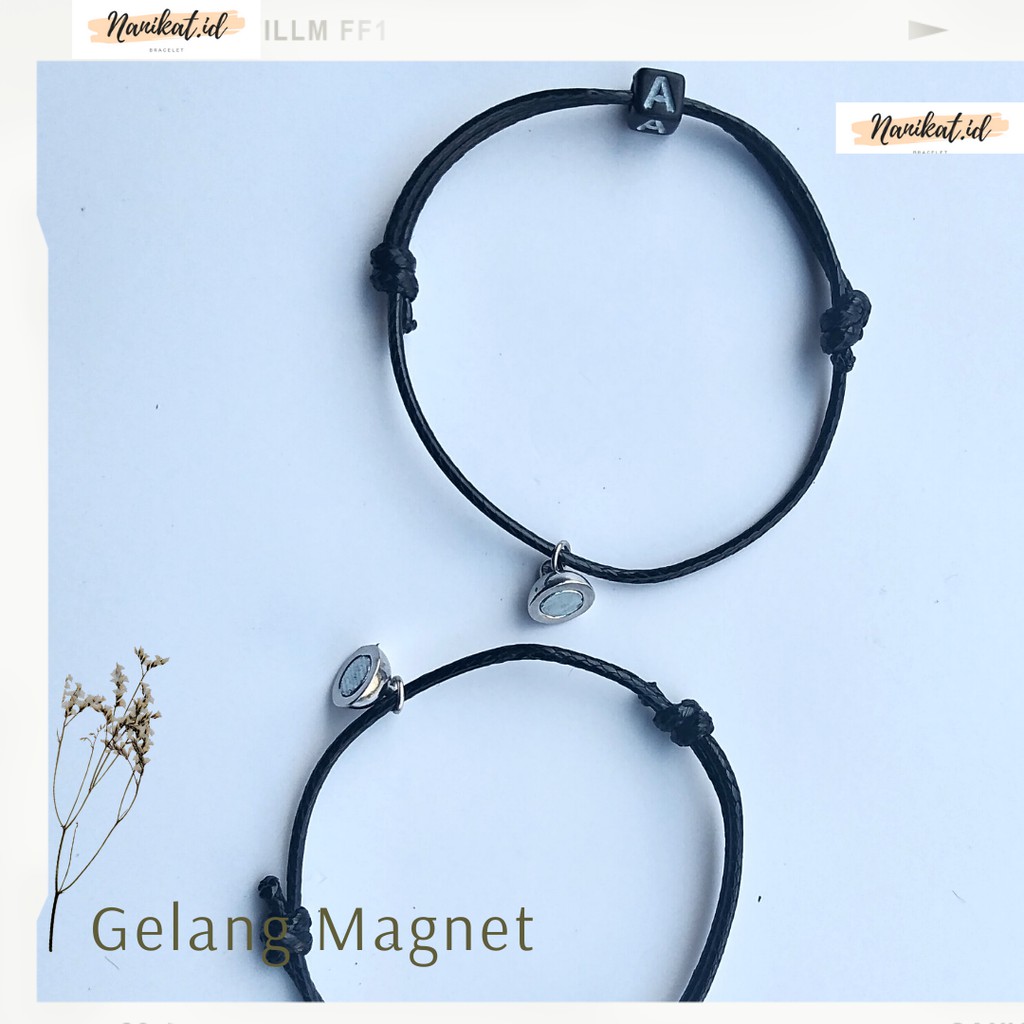 Gelang magnet inisial 1pasang (2gelang)