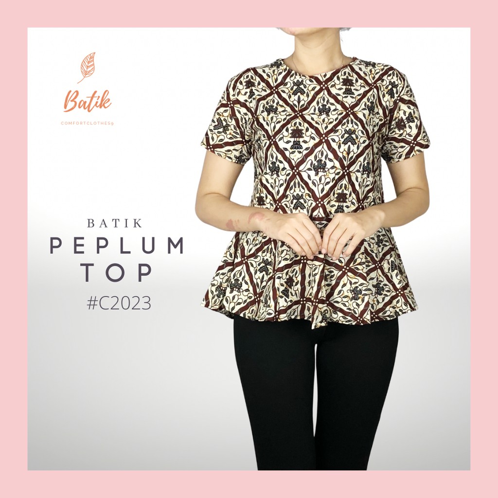 COMFORTCLOTHES9 - [ REAL PICT] ATASAN BATIK WANITA  PEPLUM  SIZE M,L,XL BAJU BATIK WANITA-1