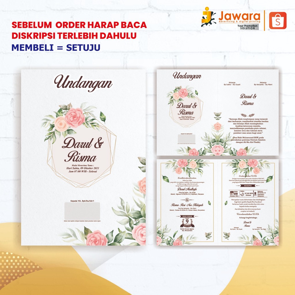 Undangan Pernikahan / Wedding Card PONOROGO,MAGETAN,NGAWI,MADIUN,TULUNGAGUNG,PACITAN, JAWARA PRINT