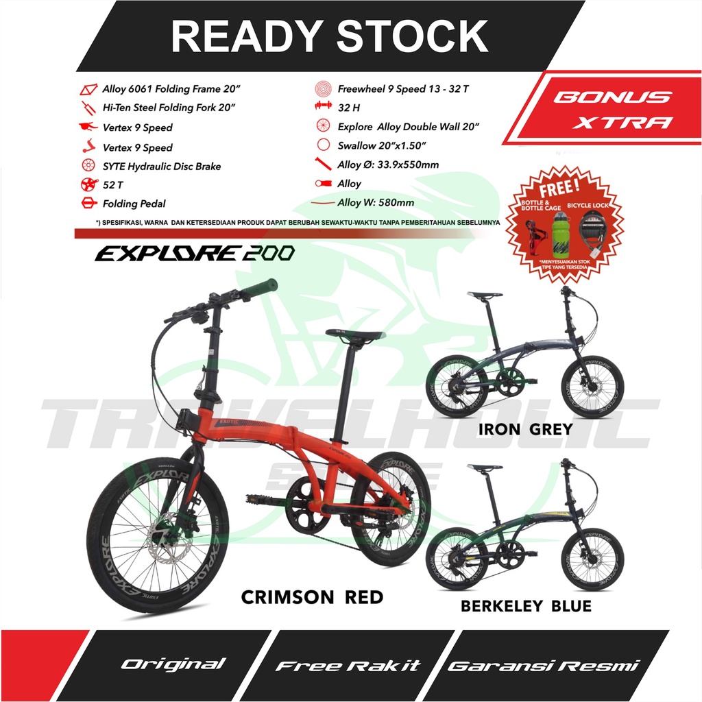 Sepeda Lipat Murah Exotic Explore 200 Alloy by PACIFIC. BYK BONUSSSS