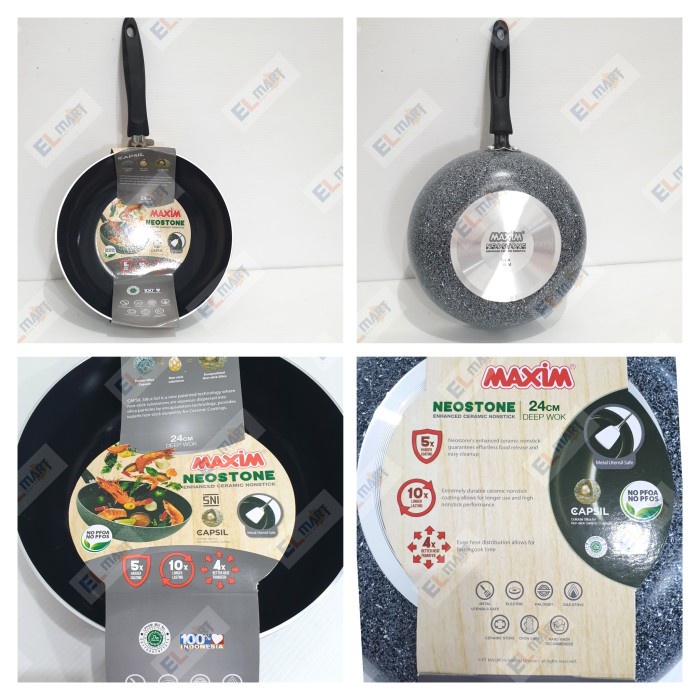 MAXIM Deep Wok 24cm Neostone Capsil Wajan Ceramic Anti Lengket 24 cm