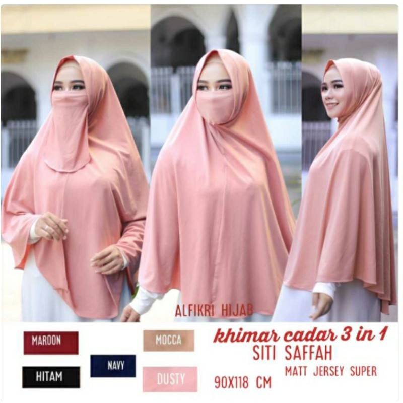 JILBAB CANTIK CORONA KHIMAR CADAR 3 in 1 SITI SAFFAH ORI By ALFIKRI