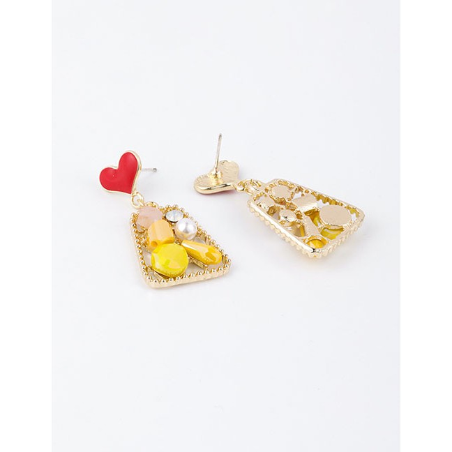 LRC Anting Tusuk Fashion Beaded Openwork Colorblock Earrings D98384
