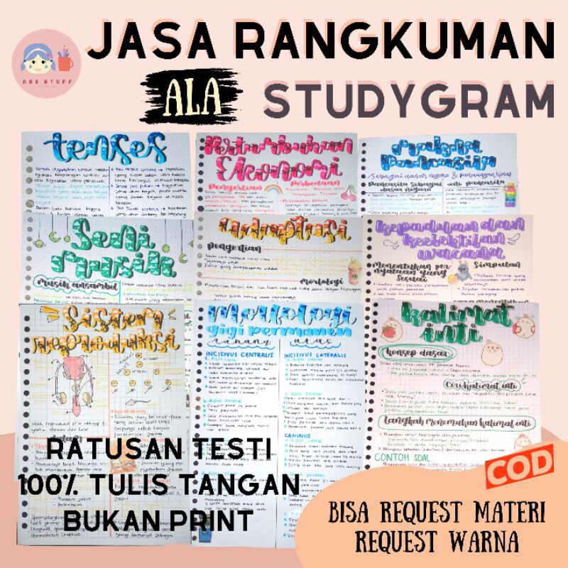 

JASA RANGKUMAN/JASA TULIS LETTERING ALA STUDYGRAM (Open Jasa Custom Lettering)