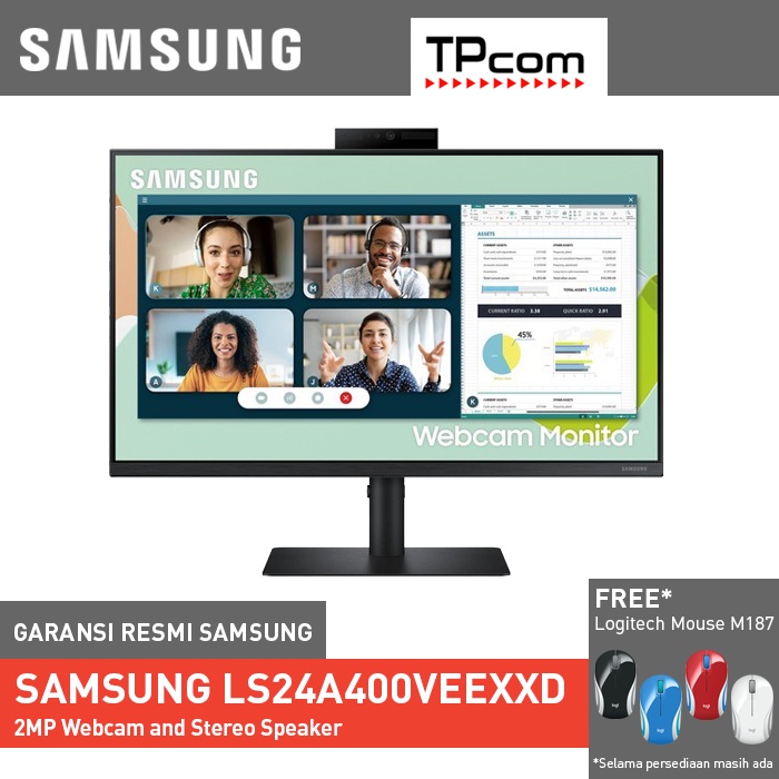 Samsung LS24A400VEEXXD FHD with 2MP Webcam and Stereo Speaker