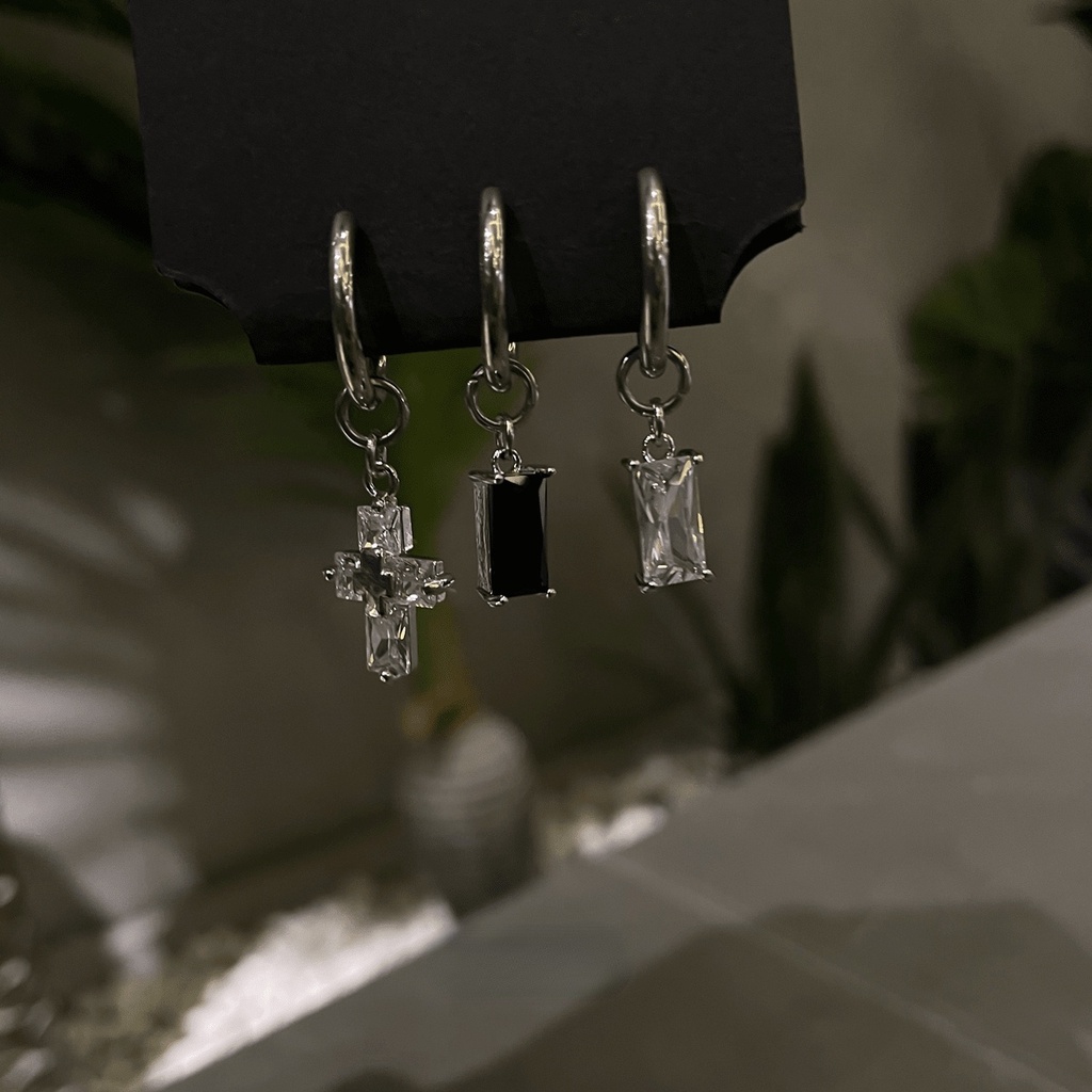 Zircon Cross Earrings Accessories Personality Trend