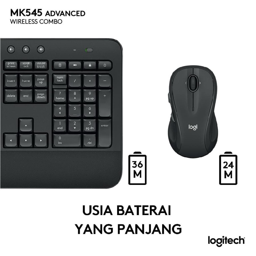 Logitech MK545 Keyboard dan Mouse Wireless Advanced Full Size Original Garansi Resmi