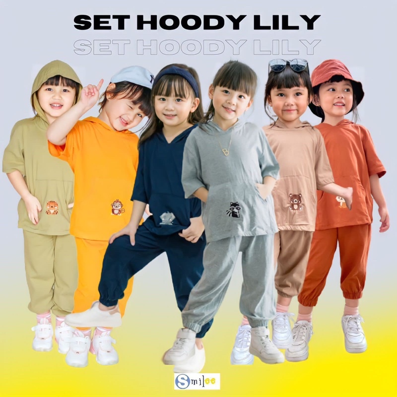 Setelan Anak Hoodie Lily Unisex Oversize Original Smilee Baju Anak Kaos Super Premium Terlaris Termurah Best Seller