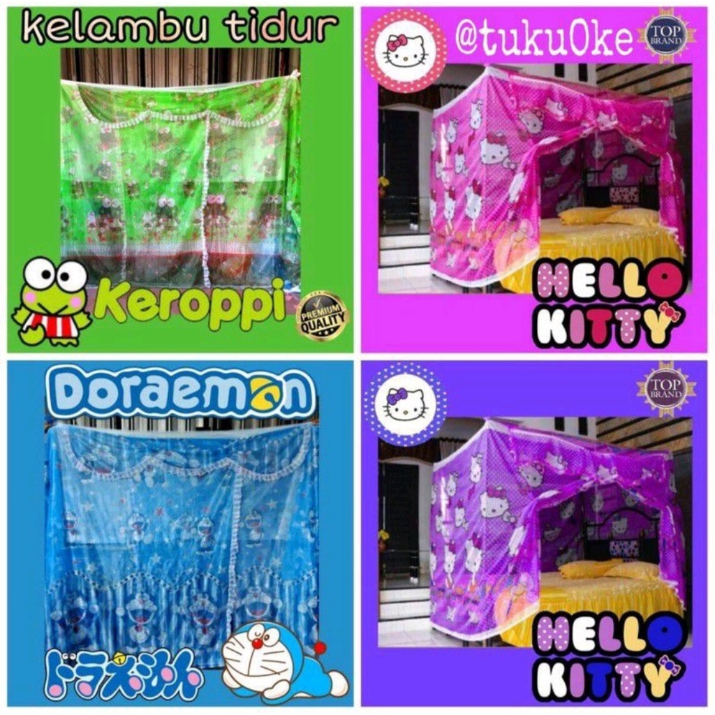 KELAMBU keroppy /Kelambu kotak motif karakter uk 180x200 /Selambu Cantik Terlaris