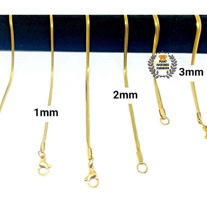 KALUNG TITANIUMPRIA WANITA PIPIH GOLD EMAS TIDAK BERKARAT BAGUS BERKUALITASi-Sedang