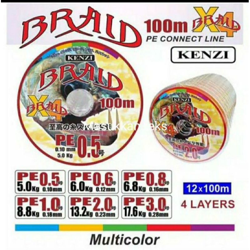 SENAR PE X4 X.8 X9 KENZI BRAID PIRANHA KUALITAS JAPAN