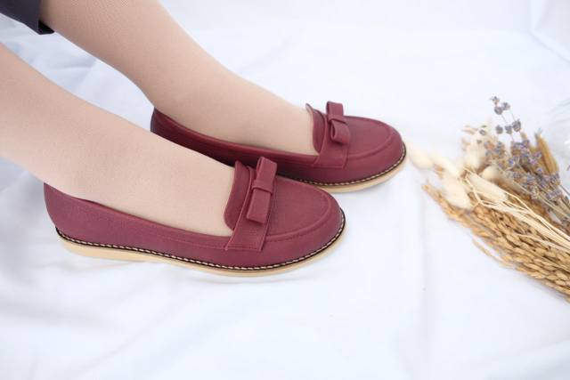 [SIAP KIRIM] BRShoes3 Marun Sepatu Kerja Casual Flat Wanita