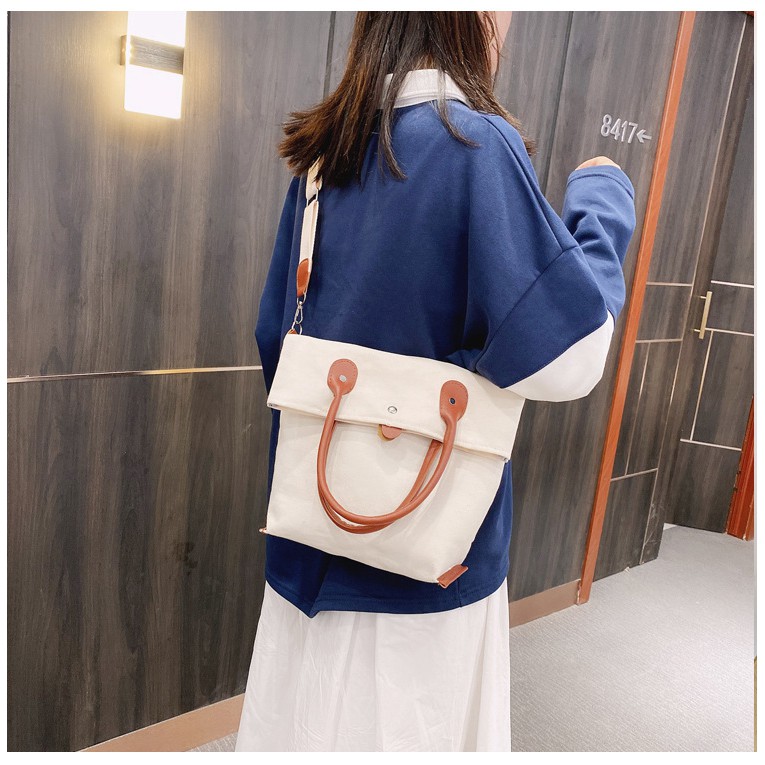 TB-19 tas kanvas canvas bahu jinjing wanita polos import korea jepang