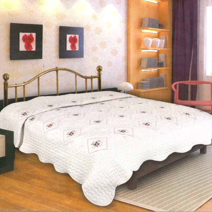 Dixon Selimut Dewasa Katun 180x200 Bordir White  Multi Color
