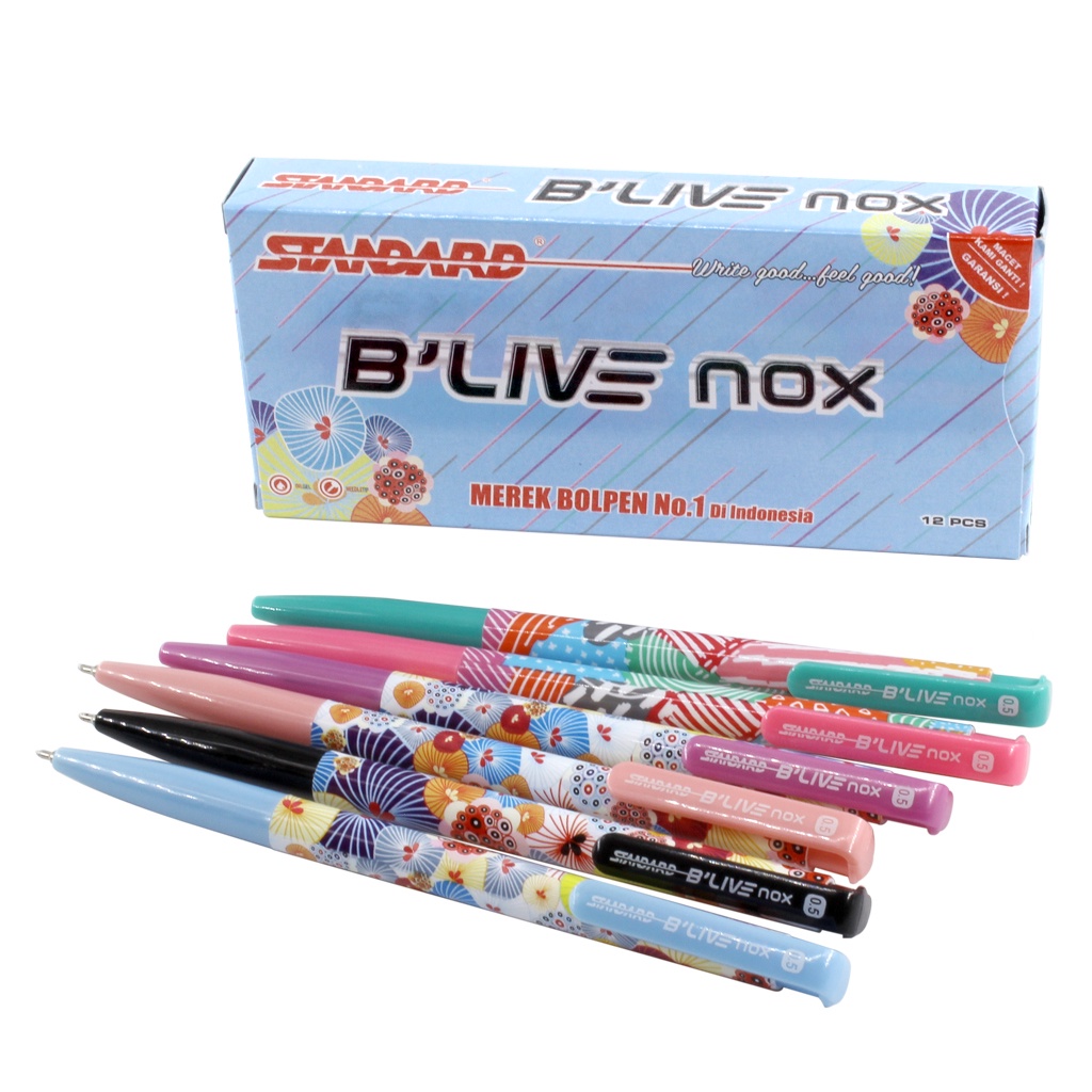 

Pulpen Standard - B'live Nox 0.5mm Black Isi 12pcs (Standard Pen)