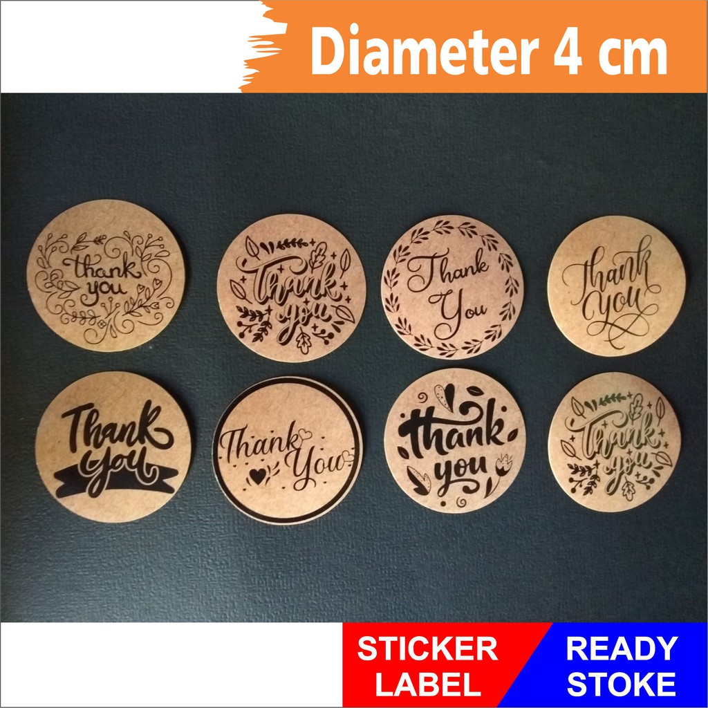 

READY 4cm Sticker Thank You, Sticker Terimakasih, Sticker Kraft, Sticker Custom Murah, Sticker Bulat