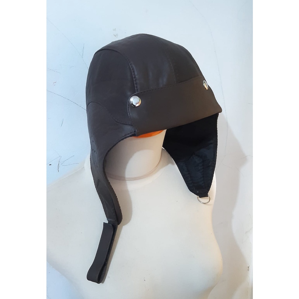 Topi Kulit Asli Pria Model Snoopy Pilot - Topi Motor Penutup Telinga