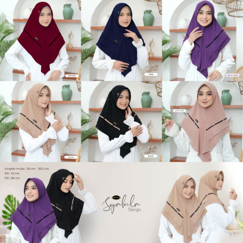 Yessana Bergo Jersey Premium Kerudung Jilbab Instan Khimar Syar’I Kudung BERGO JERSEY SYAKILA BY YES