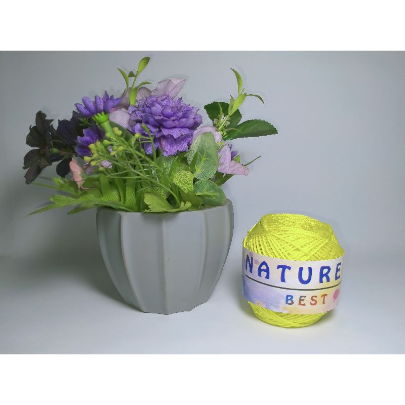 Benang Nature Rajut Polyester Kilap Ukuran D27 Kuning Cerah (Stabilo) Kode N.36 BEST QUALITY