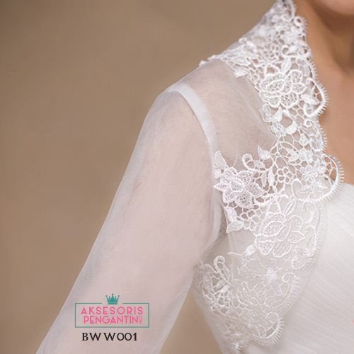 [SIAP KIRIM] AKSESORIS WEDDING BOLERO PENGANTIN LENGAN PANJANG PUTIH BWW001