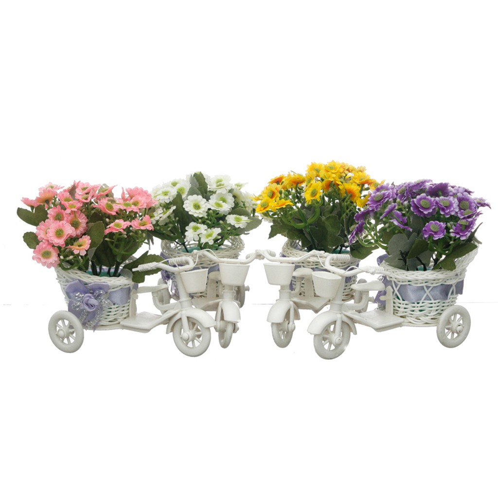 Bunga Plastik Zinnia Pot Sepeda ZN03