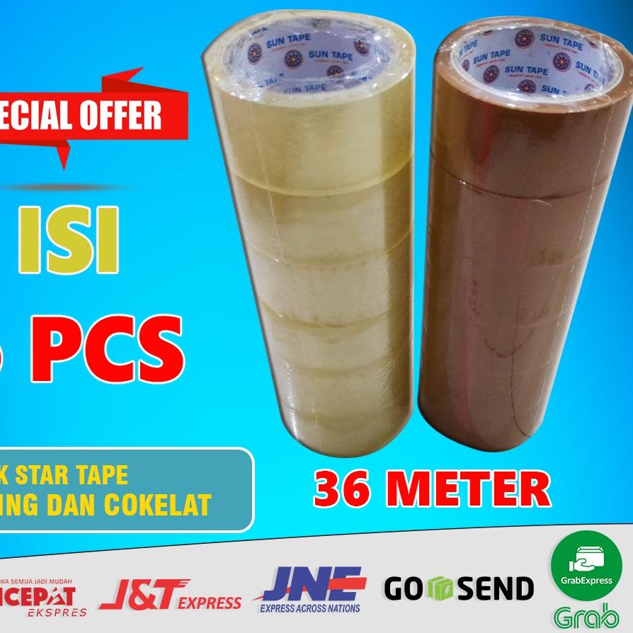 

스 Solasi Isolasi Solatip Solatif Lakban Bening Coklat Star Tape Kuat 4,5cm x 35m 1 Roll Isi 6 PCS Hot Sale