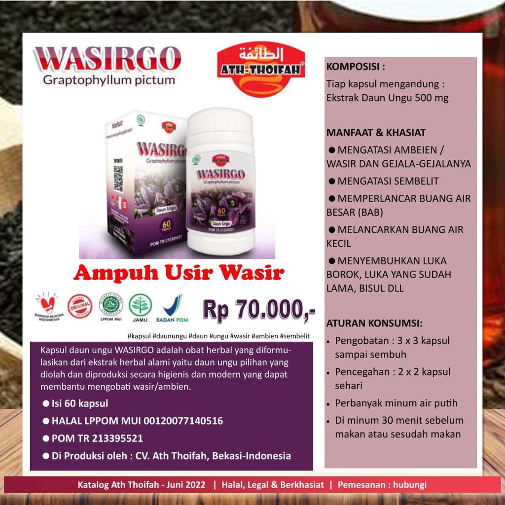 Jual Obat Herbal Wasirgo Graptophyllum Pictum Isi 60 Kapsul Shopee