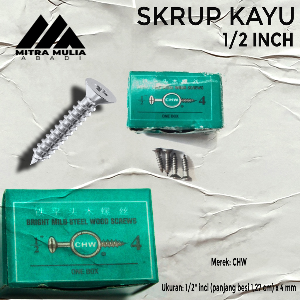 Sekrup Kayu / Skrup Kayu (+) CHW 1/2&quot; inci x 4 1 Dus