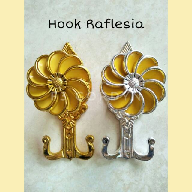 Hook Raflesia / hook bunga cantik indah mewah / cantolan tali gorden murah bandung gold silver