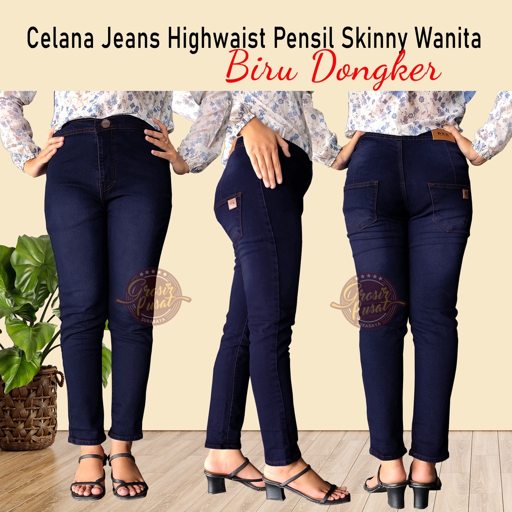 Celana Jeans HW Highwaist Haiwes Pensil Skinny Wanita