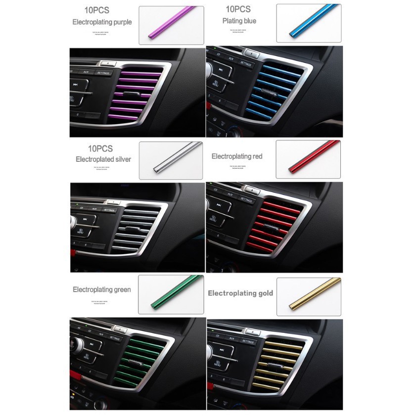 10 Pcs Ac Stopkontak Vent Potong Grille Strip Dekorasi Mobil