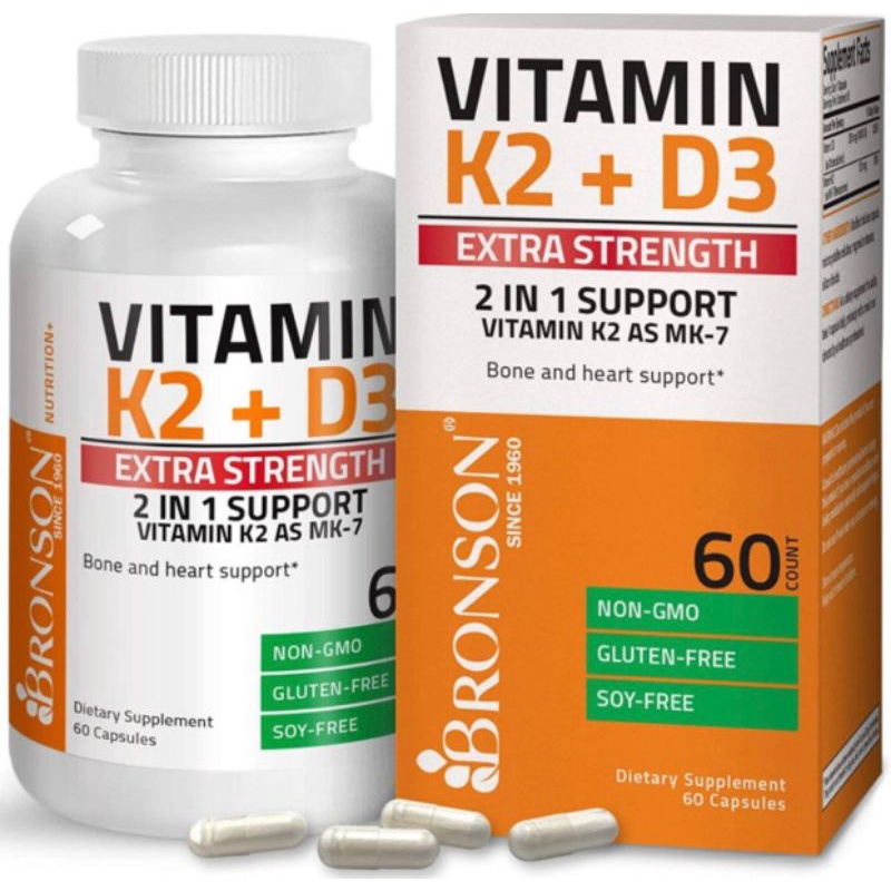 Bronson Vitamin K2 + D3 10000 iu Extra Strength 60 Capsules Usa