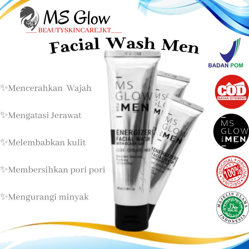 Ms Glow For Men Facial Wash | Sabun Cuci Muka Pria Ms Glow Men