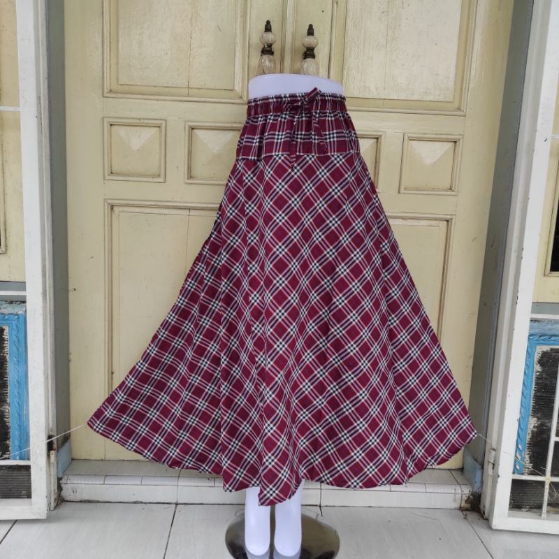 (BISA COD)ROK PAYUNG/ROK KATUN LEBAR/MOTIF BURBERRY-4