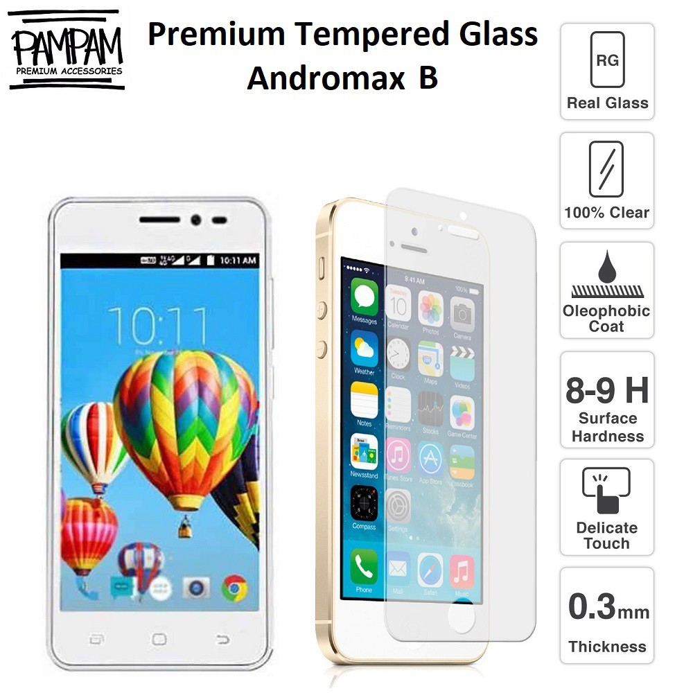 Premium Tempered Glass Andromax B 9H HP Anti Gores Layar Screen Guard Protector Tempred Original Ori