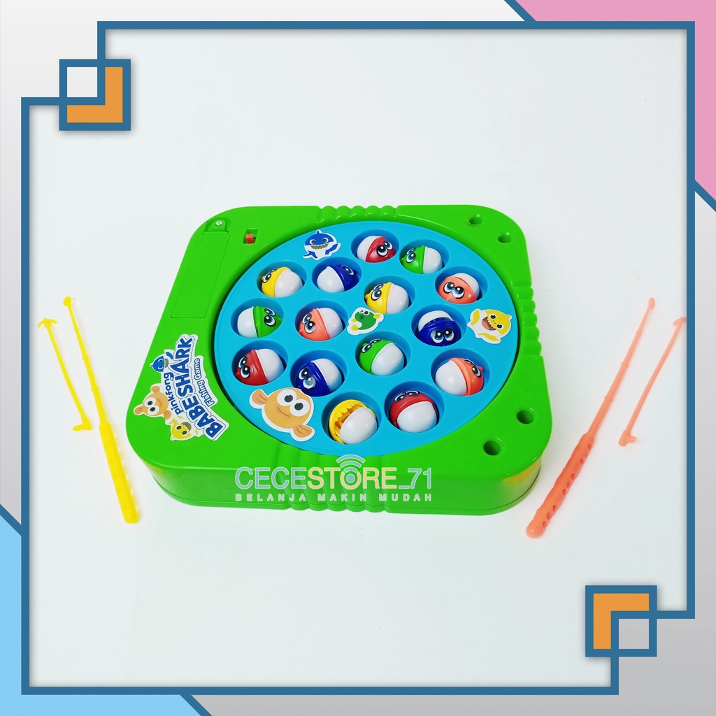 mainan pancingan ikan baterai fishing game baby shark fishing