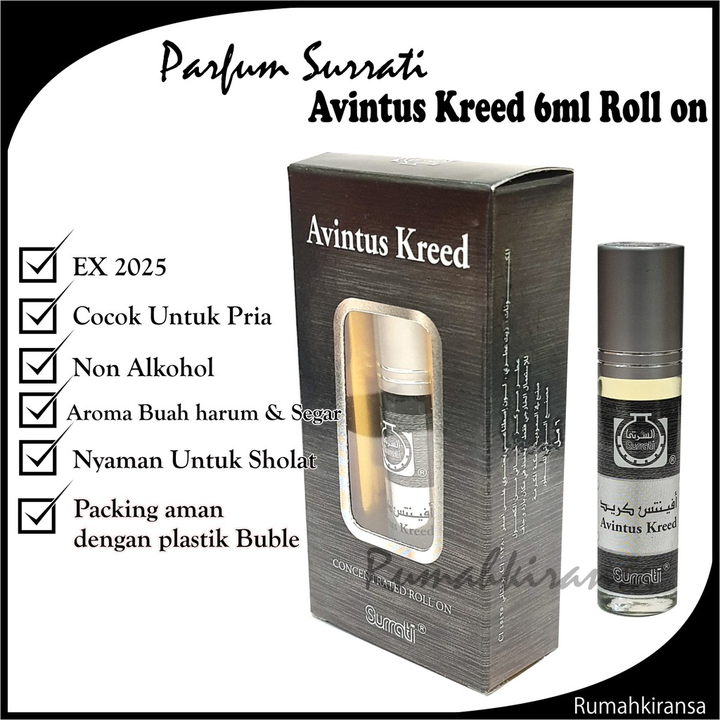 Parfum AVINTUS KREED 6ml Roll On | Creed Aventus | Parfum Surrati | Surrati Perfumes