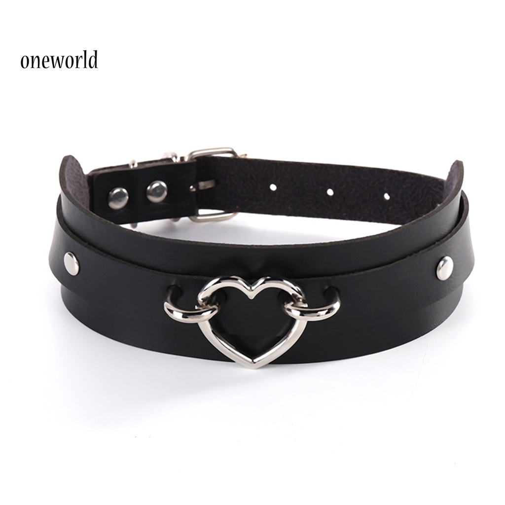 |Onwo Dress Mini Lengan Pendek Untuk Wanita| Kalung Choker Adjustable Bahan Kulit Imitasi Aksen Hati Gaya Gothic Untuk Wanita