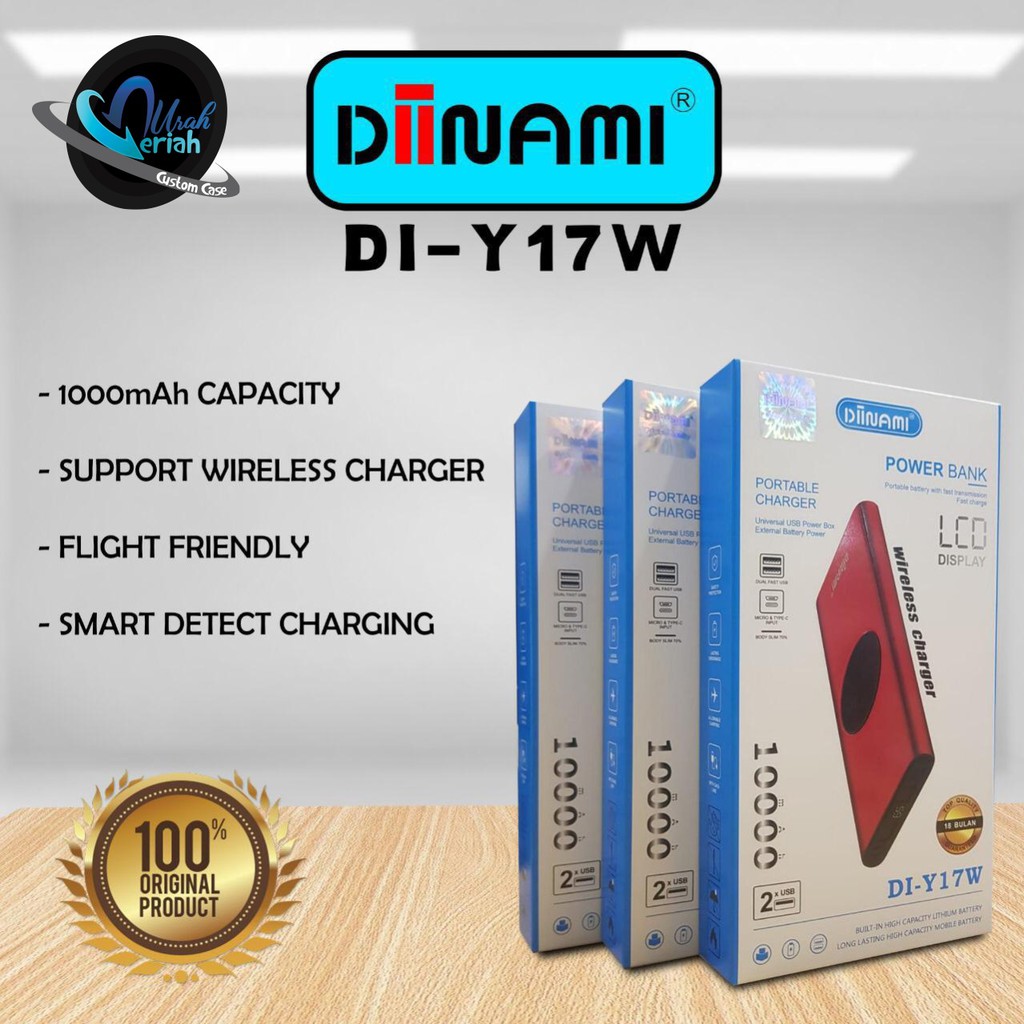 BM105 Powerbank diinami Y17W real 10000MAH + wireless charger power bank MM2276