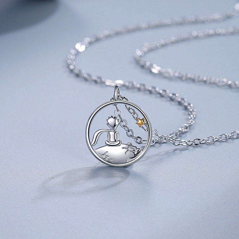 Kalung Rantai Klavikula Hias Liontin Rubah Kecil Warna Silver Untuk Pasangan