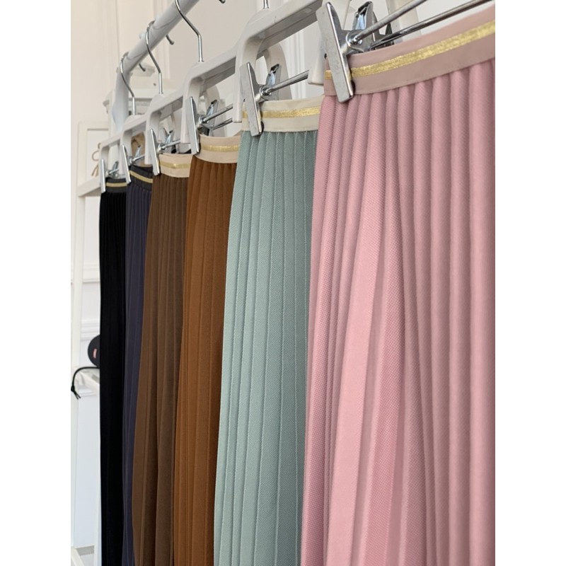 FW R475 Rok Plisket Lycra List Gold Panjang Import Premium