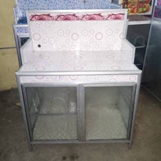 Meja Kompor Dapur 2 Pintu + Rak Piring Keramik Aluminium Super | Shopee