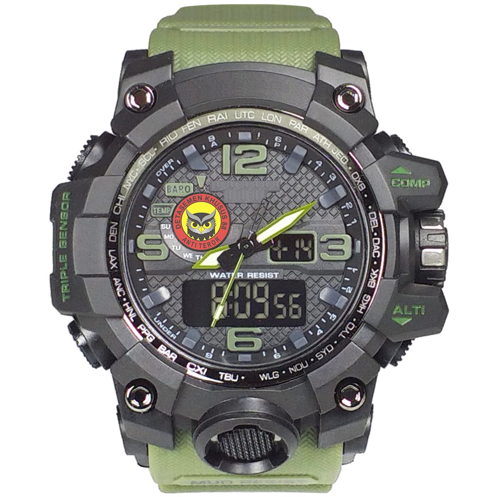 (Istimewa Bossque) Jam DENSUS 88 - PORLI Double Time Tali Hijau (Exclusive)