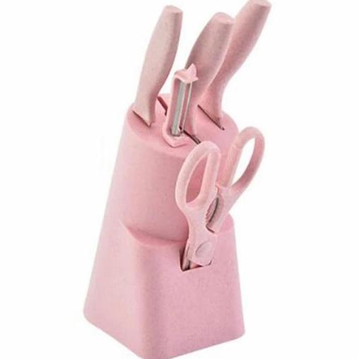 

Oliron Set Pisau Dapur 6 In 1 Gunting Pengupas Buah Tempat Pisau Grosiranxixi