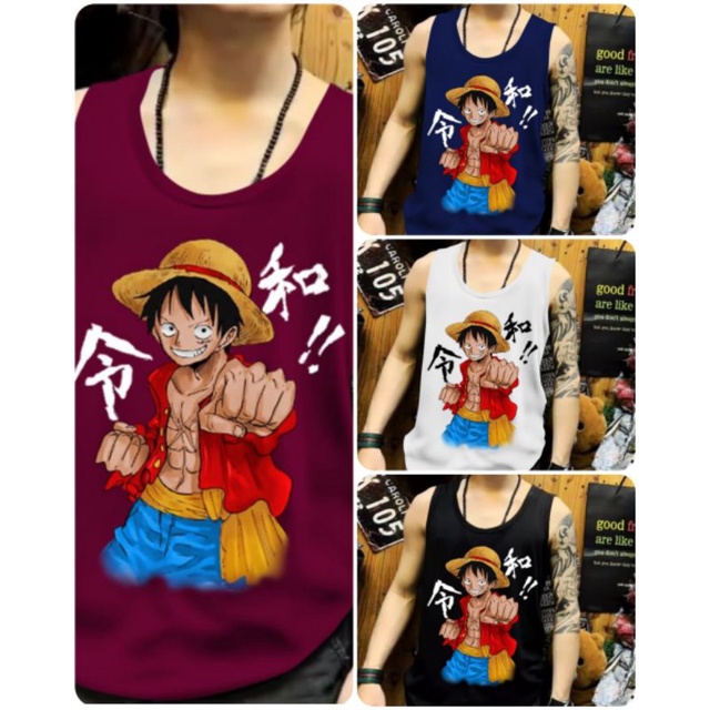 Kaos dalam singlet cowo distro tangtop tanktop cowo distro murah keren terbaru gambar Luffy tinju